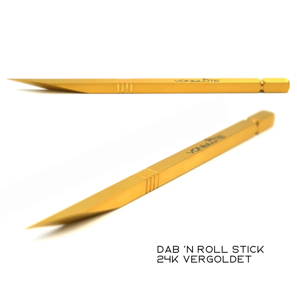 Detailaufnahme des vergoldeten Edelstahl-Tools im Dab ’n Roll® Signature Set
