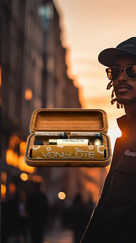 Rolletui Signature VONbLÜTE® aus Nussbaumholz – Luxuriöses Design und durchdachte Funktion für dein Rolling-Erlebnis